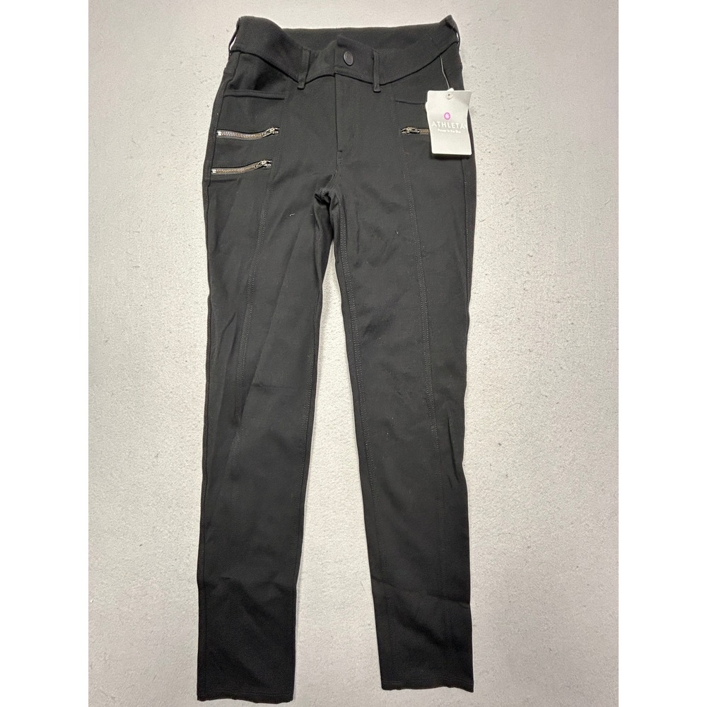 Athleta Ponte Moto Pant Durable Fabric Black 4 W27 Womens
